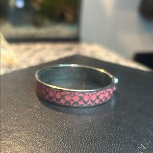 Coach Pink Signature Pattern Enamel Bangle Bracelet